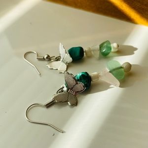 Green malachite butterfly earrings